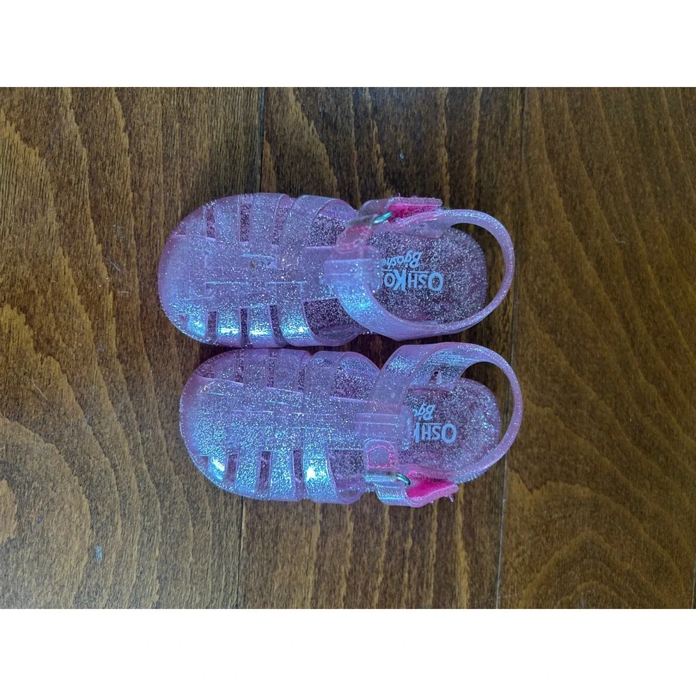 OshKosh B'gosh Marie Pink Glitter Jelly Sandals Fisherman Shoes Toddler Size 5M